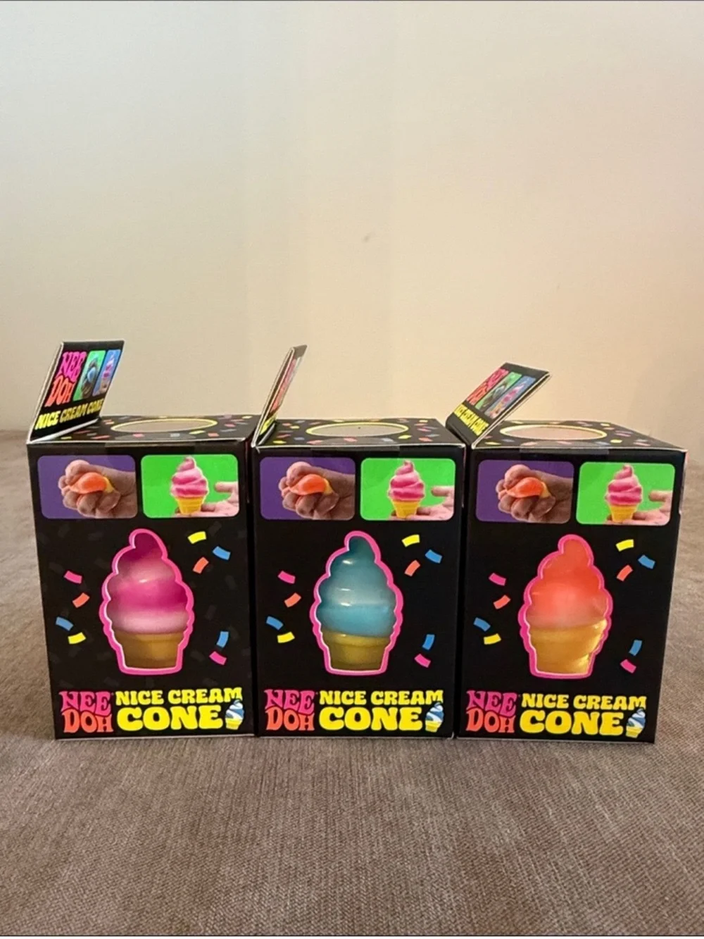 NeeDoh Nice Cream Cone - Orange, Blue, Pink | Bundle Of All 3 Colors